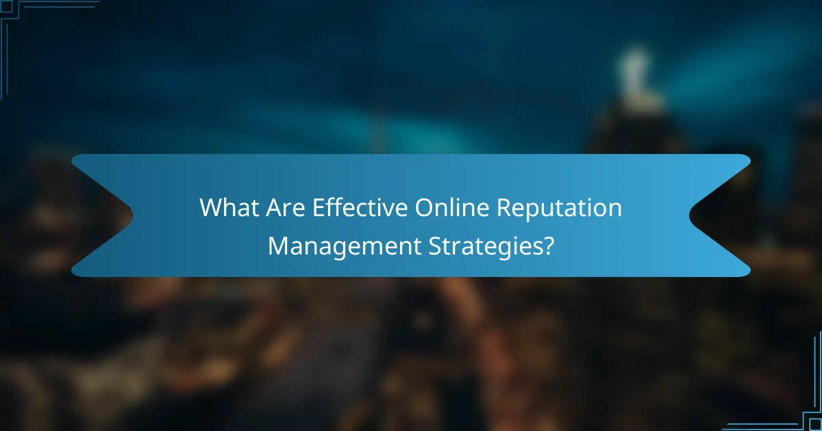 What Are Effective Online Reputation Management Strategies?